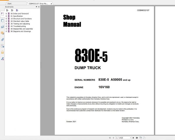 Komatsu Mining Dump Trucks 2.76 GB PDF Updated 2022 Shop Manuals Operator Maintenance Manual 4