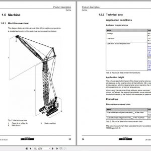 Liebherr Crawler Crane LR1300 300 ton 138235 Spare Parts Catalogue Operating Manual Technical Information 3