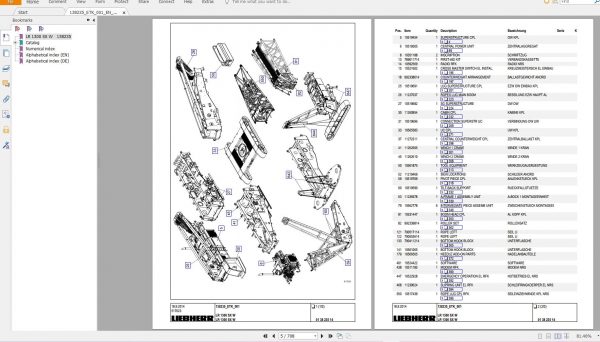Liebherr Crawler Crane LR1300 300 ton 138235 Spare Parts Catalogue Operating Manual Technical Information 7