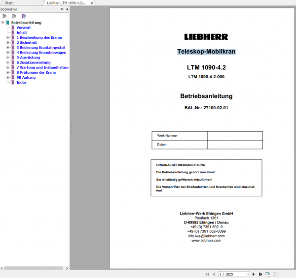 Liebherr LTM 1090 4.2 Operating Manual DE 1