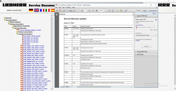 Liebherr Lidos COT LBH LFR LHB LWE LWT Online EPC Service Document Updated 01.2022 DVD 13