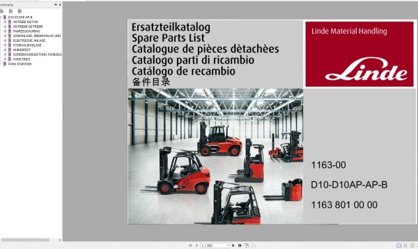 Linde Forklift D10 D10AP AP B 1163 00 Spare Parts Catalog 11638010000 2019 DE 1