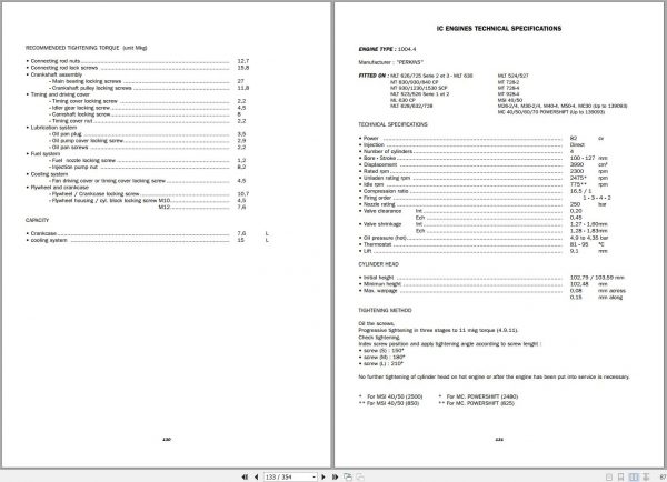 Manitou Hydrostatic Tranmissions I.C Engines Generales Informations Hand Book 47910EN 07 2