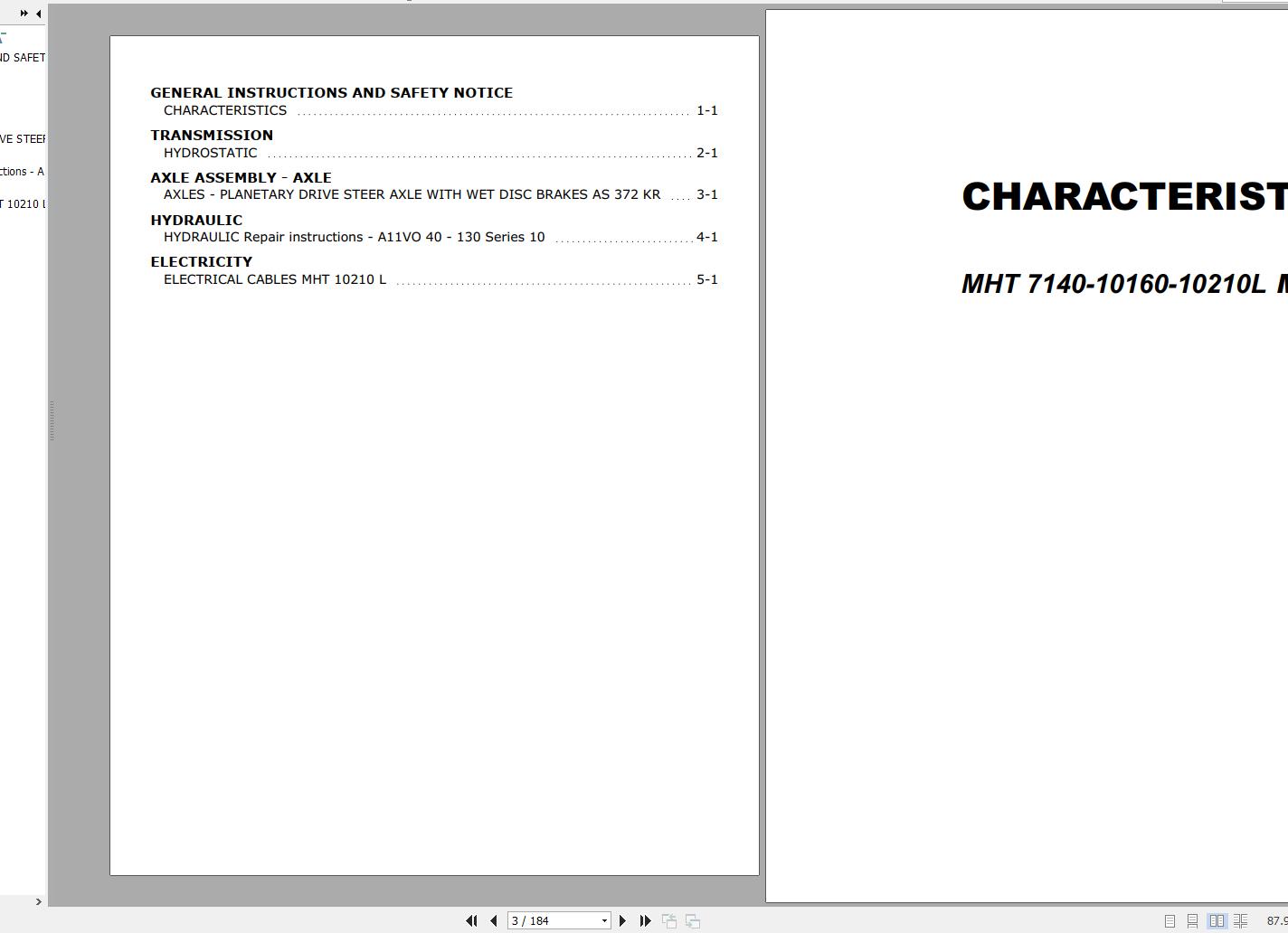 Manitou Telehandler MHT 7140 10160 10210L M Series OM 904 LA Engine Repair Manual 1