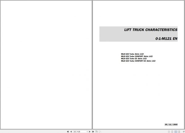 Manitou Telehandler MLB 625 Turbo Confort EX Series 1 E2 Repair Manual 547938EN 05 2