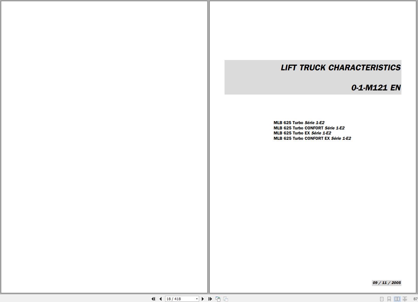 Manitou Telehandler MLB 625 Turbo Confort EX Series 1 E2 Repair Manual 547938EN 05 2