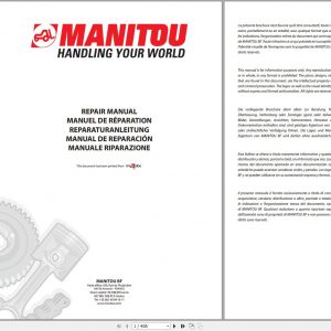 Manitou Telehandler MLT 940 120 H Series 3 E3 Repair Manual M208EN 10 1