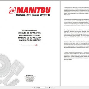 Manitou Telehandler MT 1445 HL Turno USA Series 2 E2 Perkins 1104C 44T Repair Manual M130 EN 02 1