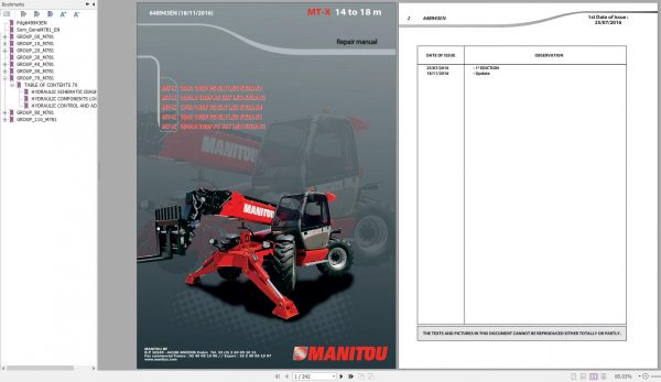 Manitou Telehandler MT X 1441 MT X 1740 MT X 1841100P PS SLT LSU ST3A S1 Repair Manual 648943EN 11 1