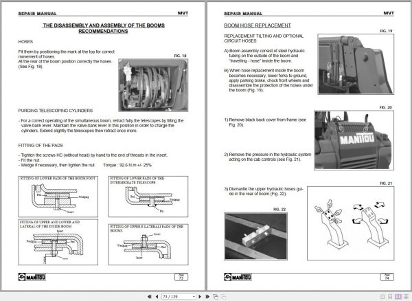 Manitou Telehandler MVT 1130 L MVT 1340 L Repair Manual 547296EN 04 2