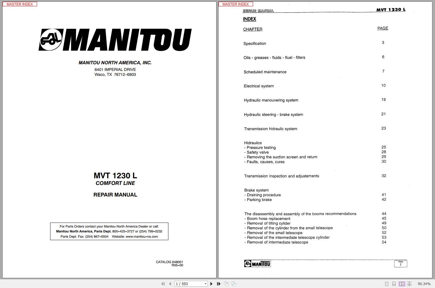 Manitou Telehandler MVT 1230 L Comfort Line Repair Manual 648001 1