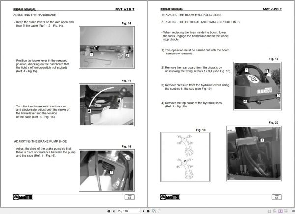 Manitou Telehandler MVT 628 T Comfort Line Repair Manual 648019EN 08 2