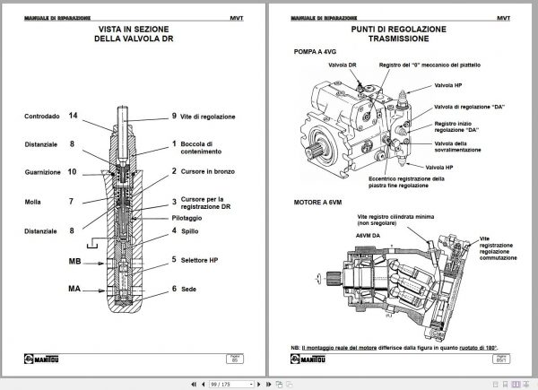 Manitou Telehandler MVT 730 930 1130 1230 1330 Repair Manual 547231IT 06 2