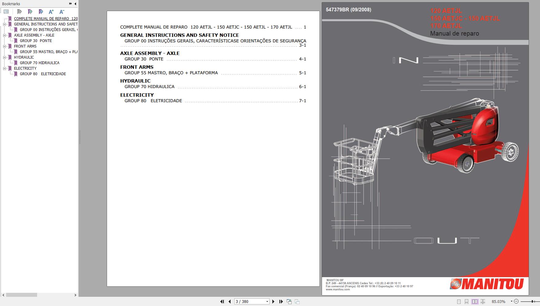 Manitou Work Platforms 100SC2 120SC2 140SC2 Repair Manual 647367EN 05 1