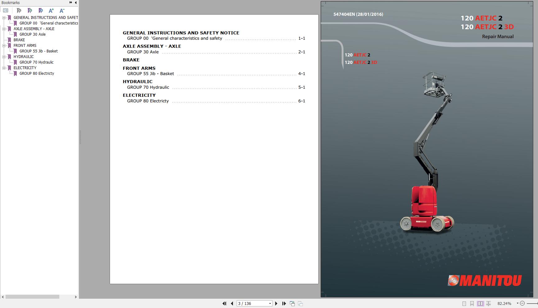 Manitou Work Platforms 120 AETLC2 3D Repair Manual 547404EN 01 1