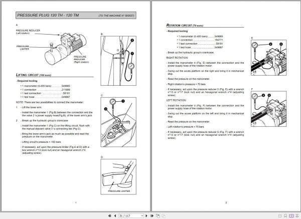 Manitou Work Platforms 120TH 120TM Genuine Parts Catalogue 547320EN 06 2
