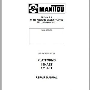 Manitou Work Platforms 150 AET 171 AET Repair Manual 547310EN 11 1