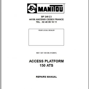 Manitou Work Platforms 150 ATS Repair Manual 547330EN 11 1