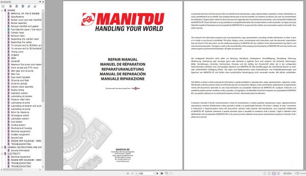 Manitou Work Platforms 160ATJ 180ATJ Repair Manual 10 8 17 M.95EN 09 1