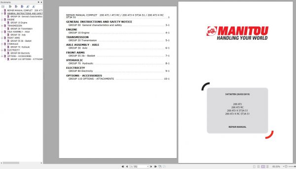 Manitou Work Platforms 200 ATJ RC 200 ATJ X ST3A S1 RC ST3A S1 Repair Manual 547387EN 03 1