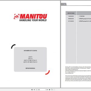 Manitou Work Platforms 220TJ 220TJ X 220TJ XP 2RD 4RD ST3A S1 Genuine Parts Catalogue 647648EN 12 1