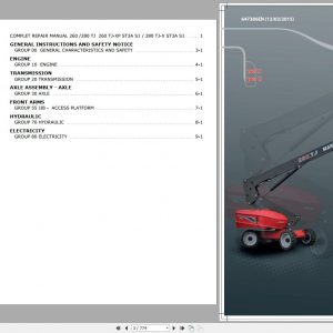 Manitou Work Platforms 260TJ 280 TJ Repair Manual 647386EN 03 1