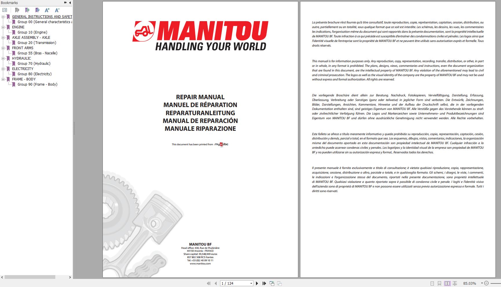 Manitou Work Platforms 81 XE Repair Manual 547368EN 04 1