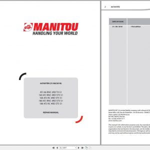 Manitou Work Platforms ATJ 46 160 ATJ 180 ATJ RNC 2RD T4 S1 Genuine Parts Catalogue 647697EN 08 1