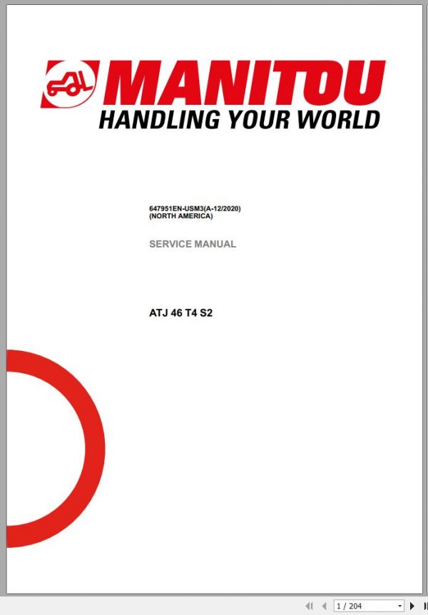 Manitou Work Platforms ATJ 46 T4 S2 Service Manual 647951EN USM3 12 1