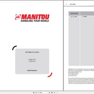 Manitou Work Platforms TJ 80P T4 S1 TJ 85 T4 S1 Genuine Parts Catalogue 647779EN 11 1