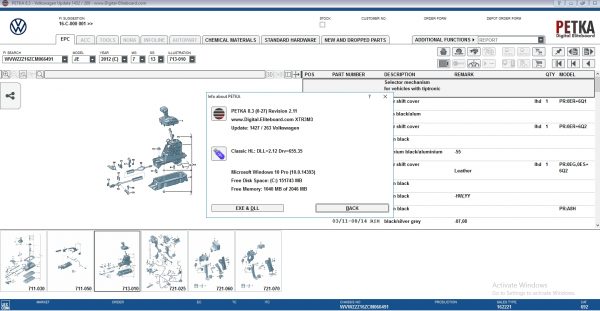 PETKA 8.3 Volkswagen Seat Skoda Audi Commercial Vehicles Porsche 12.2021 Spare Parts Catalog DVD 12