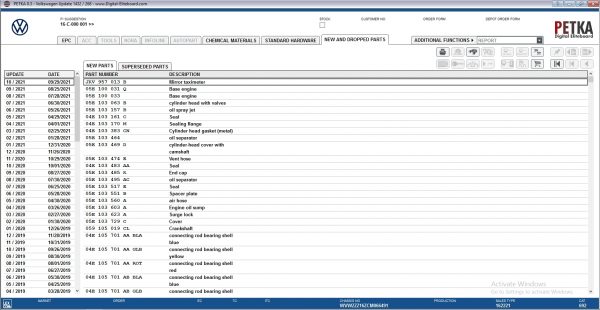 PETKA 8.3 Volkswagen Seat Skoda Audi Commercial Vehicles Porsche 12.2021 Spare Parts Catalog DVD 14