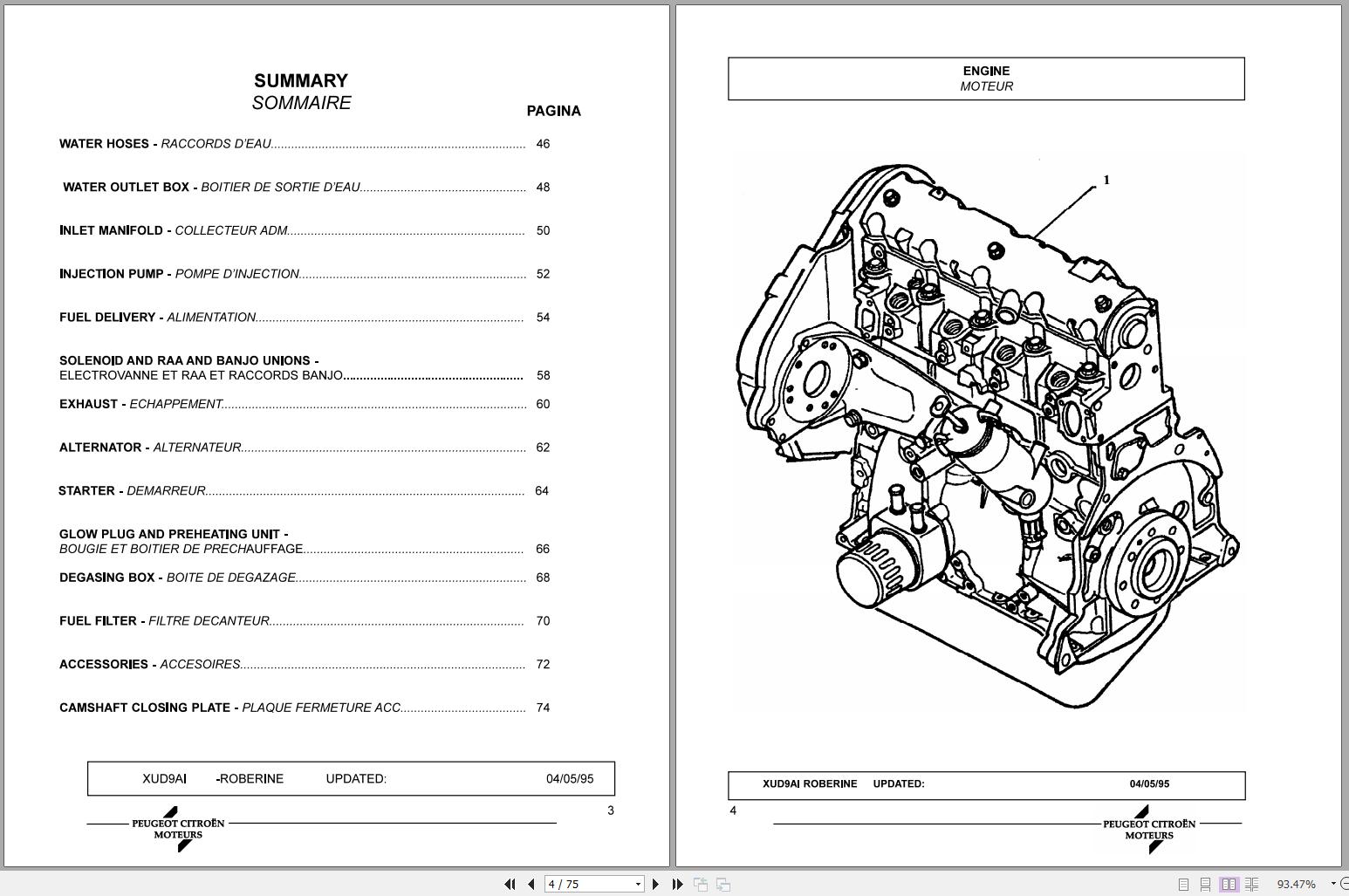 Peugeot Engine XUD9 AI Roberine Parts Catalog