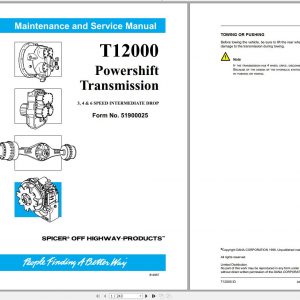 Spicer Off Highway Products T12000 Powershift Transmission Maintenance and Service Manual 51900025 04 1