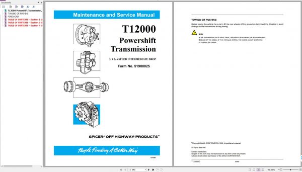 Spicer Off Highway Products T12000 Powershift Transmission Maintenance and Service Manual 51900025 04 1
