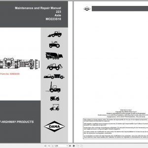 Spicer off Highway Products Dana Axle MO223S10 223 Maintenance and Repair Manual 50960009 1