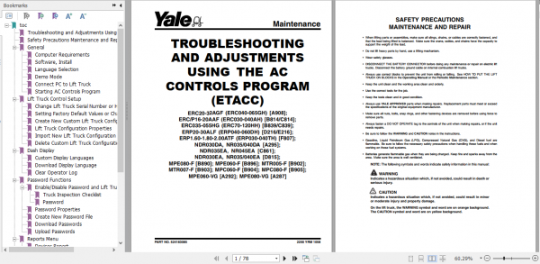 Yale Class 3 Electric Motor Hand Trucks B890 MPE080 F Service Manual 1