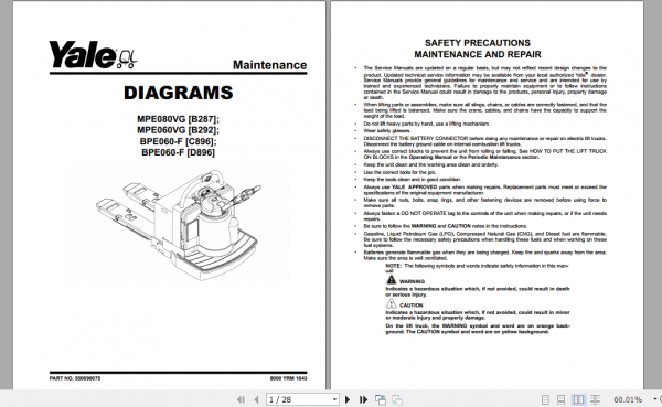 Yale Class 3 Electric Motor Hand Trucks C896 MPE060 F Keypad Service Manual 1