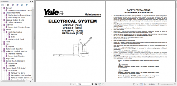 Yale Class 3 Electric Motor Hand Trucks C896 MPE060 F Keypad Service Manual 4