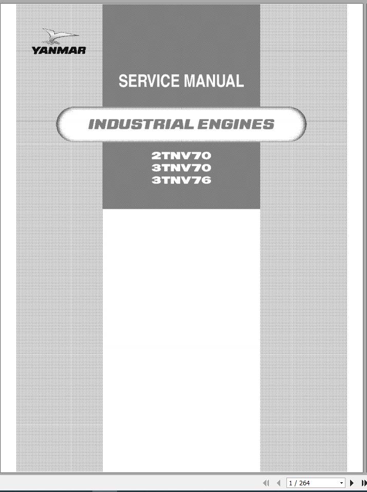 Yanmar Industrial Engines 2TNV70 3TNV70 3TNV76 Service Manuals 0BTNVG00201 2009 1