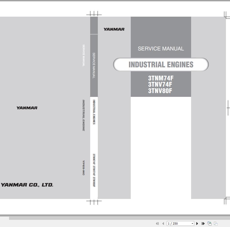 Yanmar Industrial Engines 3TNM74F 3TNV74F 3TNV80F Service Manual 0BTN4G00300 2014 1