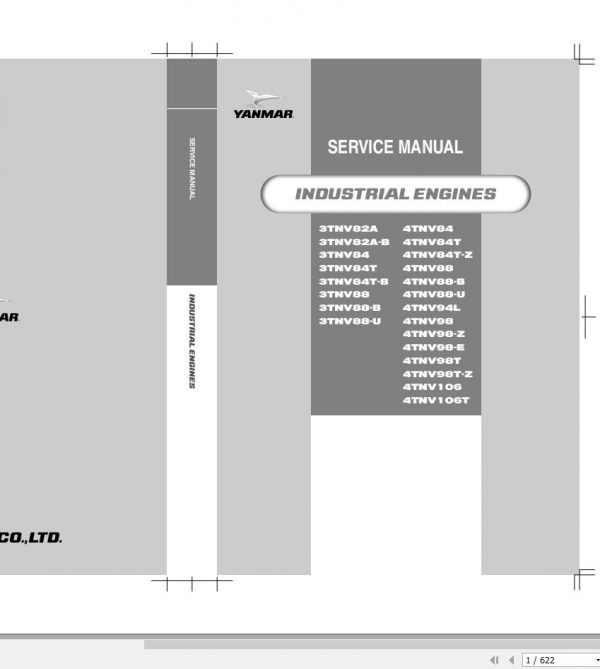 Yanmar Industrial Engines 3TNV82A 4TNV106T Service Manual 0BTNV G00101 1