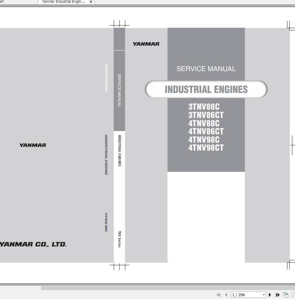 Yanmar Industrial Engines 3TNV88C 4TNV98CT Service Manual 0BTN4 G00200 1