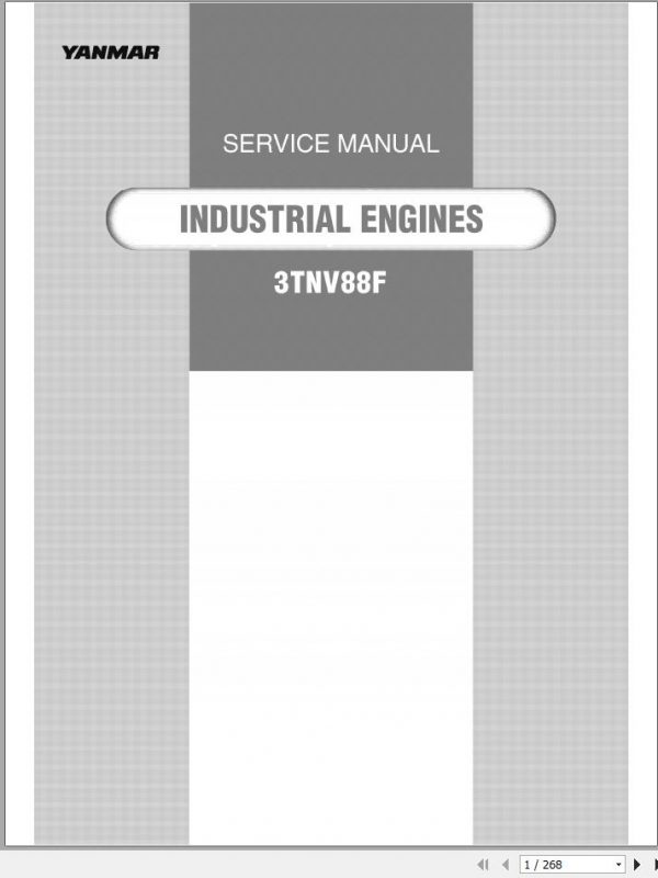 Yanmar Industrial Engines 3TNV88F Service Manual 0BTN4 G00400 2012 1