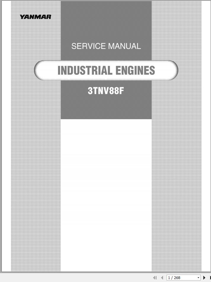 Yanmar Industrial Engines 3TNV88F Service Manual 0BTN4 G00400 2012 1