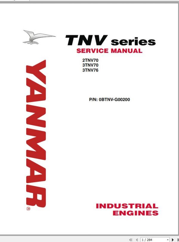 Yanmar Industrial Engines TNV Series 2TNV70 3TNV70 3TNV76 Service Manual 0BTNV G00200 2005 1