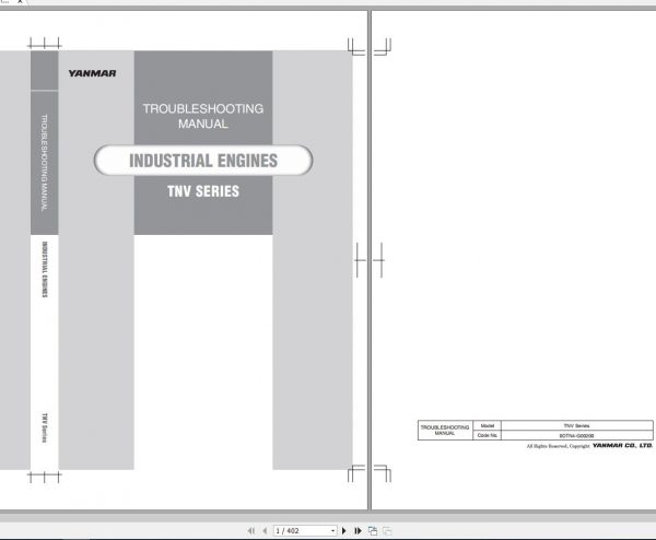 Yanmar Industrial Engines TNV Series Trouble Shooting Manual 0DTN4 G00200 2012 1