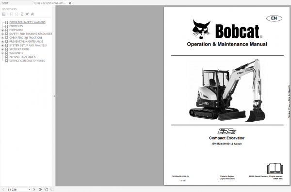 Bobcat Excavator Full Models Service Library 2021 DVD 2