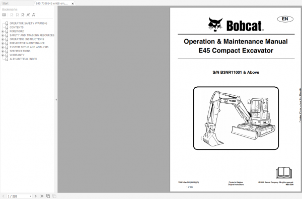 Bobcat Excavator Full Models Service Library 2021 DVD 3