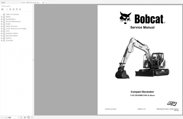 Bobcat Excavator Full Models Service Library 2021 DVD 5